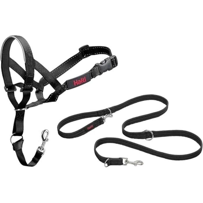 Halti Headcollar Size 5, Black & Halti Training Leash Size Large, Black Combination Pack - Stop Your Dog Pulling on The Leash. Adjustable, Lightweight with Padded Nose Band. Suitable for Large Dogs by Halti - Used - Like New condition - CA$24.22