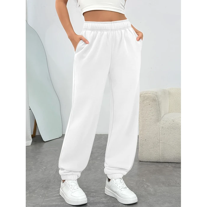Trendy Queen Womens Sweatpants High Waisted Winter Baggy Lounge Pants Fall Active Fleece Comfy Joggers for Daily Wear White S by Trendy Queen - Image 4