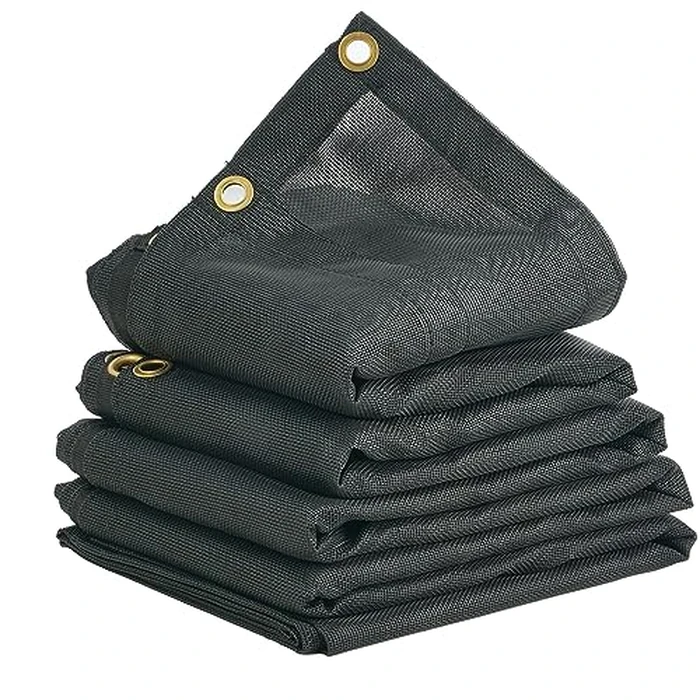 VEVOR Dump Truck Mesh Tarp, 6 x 14 ft, PVC Coated Black Heavy Duty Cover with 5.5" 18oz Double Pocket, Brass Grommets, Reinforced Double Needle Stitch Webbing Fits Manual or Electric Dump Truck System by VEVOR - Used - Acceptable condition - CA$34.19