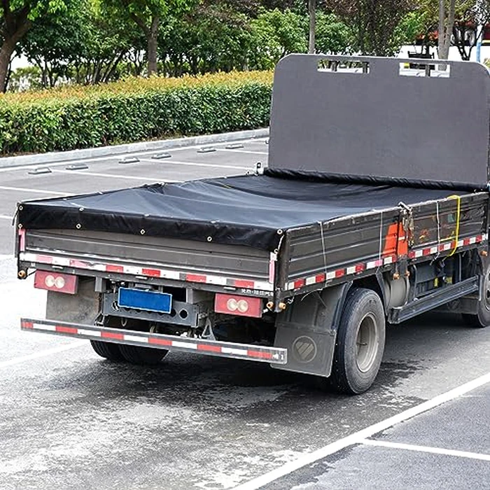 VEVOR Dump Truck Mesh Tarp, 6 x 14 ft, PVC Coated Black Heavy Duty Cover with 5.5" 18oz Double Pocket, Brass Grommets, Reinforced Double Needle Stitch Webbing Fits Manual or Electric Dump Truck System by VEVOR - Image 8