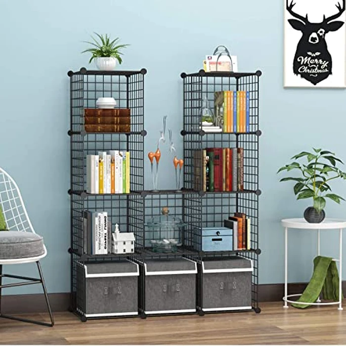 C&AHOME Wire Cube Storage, 12-Cube Storage Organizer Metal, C Grids Storage Bins Shelving, Modular Bookshelf Shelf, Closet Cabinet Ideal for Bedroom, Office 36.6”L x 12.4”W 48.4”H Black by C&AHOME - Image 3