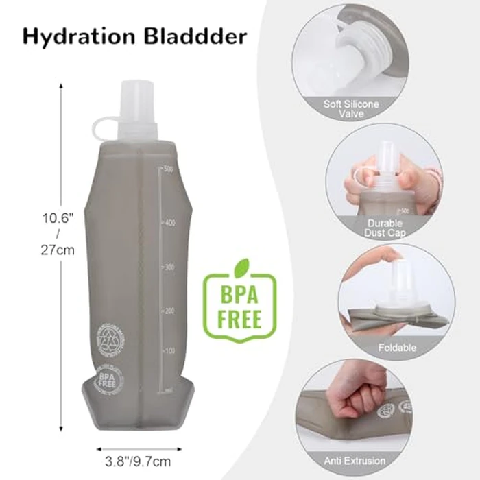 Outplea Lightweight Running Vest with 2pcs 500ML Soft Water Bottle for Women, Ultralight Reflective Hydration Pack with Phone Pouch, Hydro Water Vest Pack for Race Festival Marathon, Pink/M by Outplea - Image 6