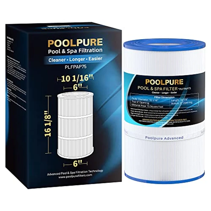 POOLPURE PAP75 Pool Filter Replaces Pentair CC75, PAP75, Pentair Clean & Clear 75, Ultral-C2, R173214, 59054100, Unicel C-9407, Filbur FC-0685, 590541, 75 sq.ft Filter Cartridge 1 Pack by POOLPURE - Used - Very Good condition - US$47.02