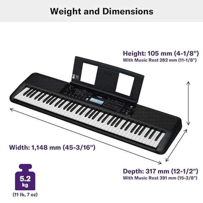 Yamaha PSR-EW320 76 Touch Sensitive Key Portable Keyboard for Beginners with Music Rest, Power Adapter by Yamaha - Image 4