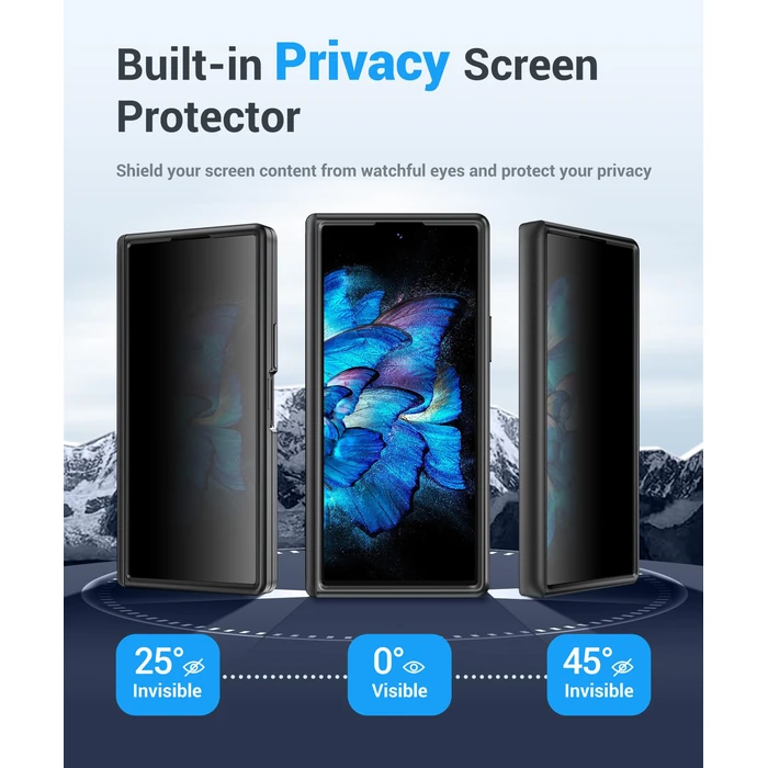 BERFY for Z Fold 7 Case with Privacy Screen Protector, [Anti Spy] Hidden Kickstand & Slide Camera Cover & Hinge Protective, Full Body Shockproof Phone Case for Samsung Galaxy Z Fold 7, Black by BERFY - Image 2