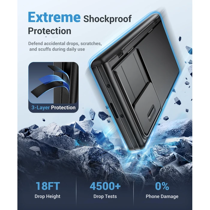 BERFY for Z Fold 7 Case with Privacy Screen Protector, [Anti Spy] Hidden Kickstand & Slide Camera Cover & Hinge Protective, Full Body Shockproof Phone Case for Samsung Galaxy Z Fold 7, Black by BERFY - Image 6