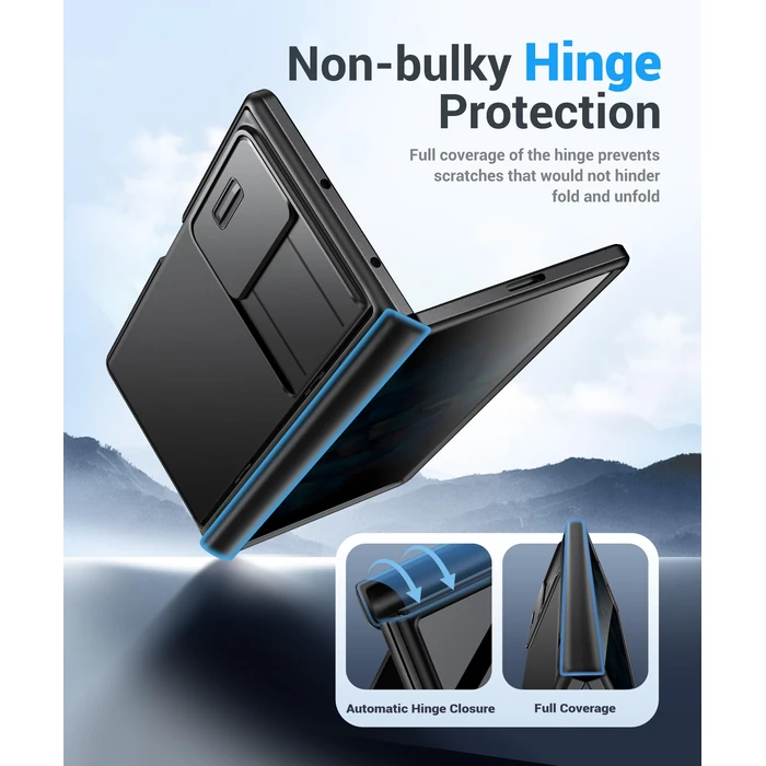 BERFY for Z Fold 7 Case with Privacy Screen Protector, [Anti Spy] Hidden Kickstand & Slide Camera Cover & Hinge Protective, Full Body Shockproof Phone Case for Samsung Galaxy Z Fold 7, Black by BERFY - Image 7