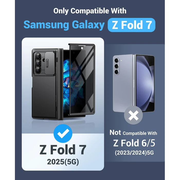 BERFY for Z Fold 7 Case with Privacy Screen Protector, [Anti Spy] Hidden Kickstand & Slide Camera Cover & Hinge Protective, Full Body Shockproof Phone Case for Samsung Galaxy Z Fold 7, Black by BERFY - Image 8