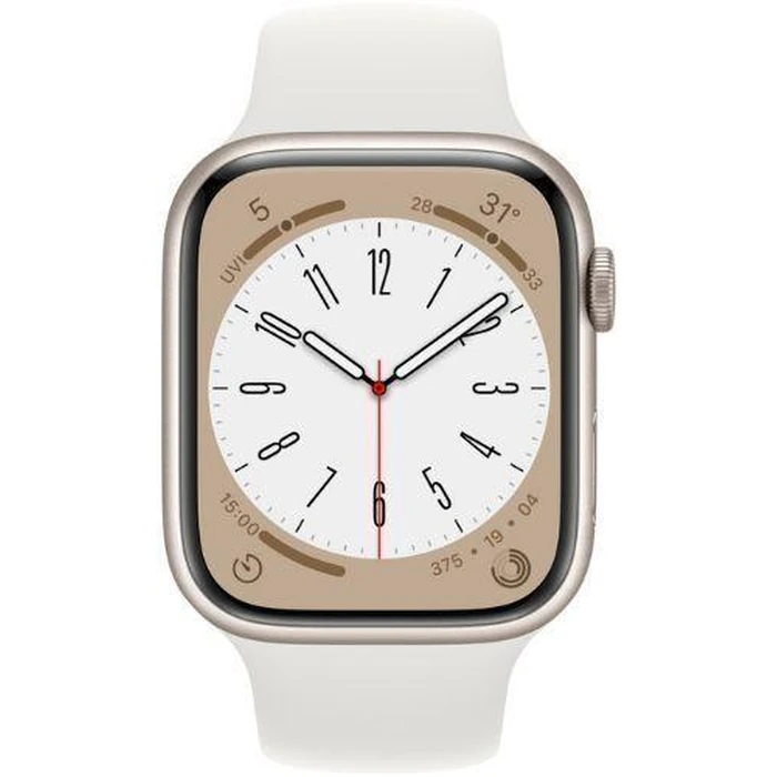 Apple Watch Series 8 (Cellular + GPS) - 32GB - 41mm - Starlight Aluminum Case with White Rubber Sport Band by Apple - Refurbished - Excellent condition - US$163.48