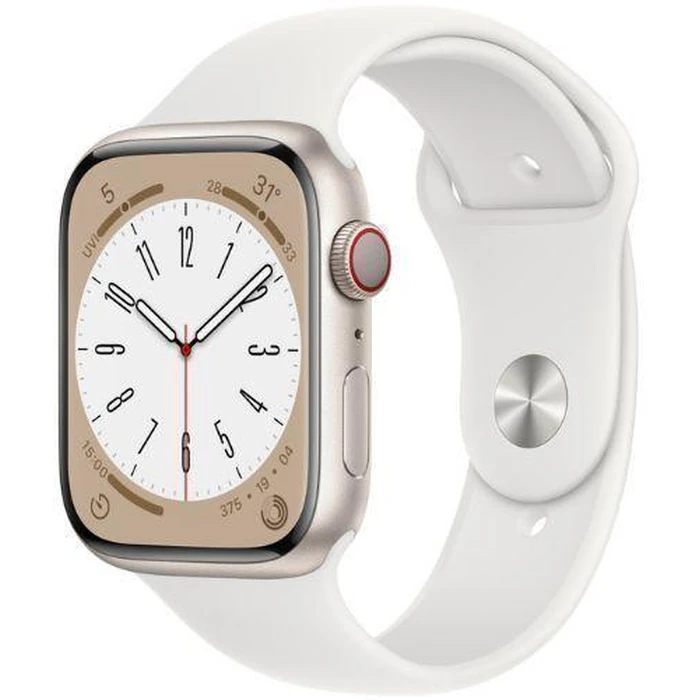 Apple Watch Series 8 (Cellular + GPS) - 32GB - 41mm - Starlight Aluminum Case with White Rubber Sport Band by Apple - Image 2