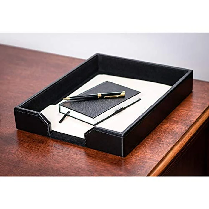 Dacasso Black Bonded Leather Letter Tray by Dacasso - Image 2
