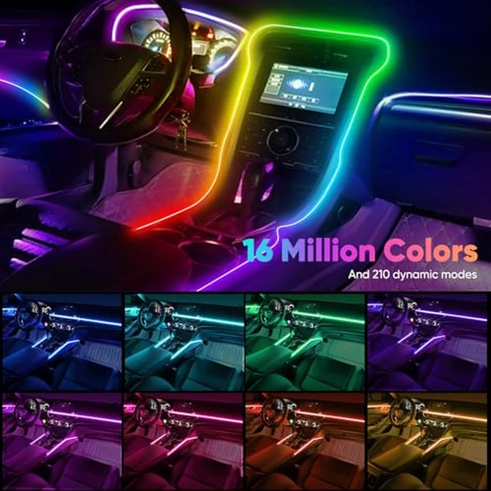 Acrylic 6 in 1 Car LED Lights Interior, RGB Ambient Lighting Car with 584 LEDs, 16 Million Colors, APP & Remote Control, Music Sync Interior Ca r Lights for Women Men by GPJYD - Image 3