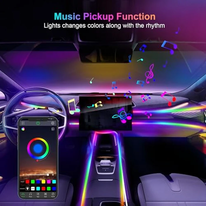 Acrylic 6 in 1 Car LED Lights Interior, RGB Ambient Lighting Car with 584 LEDs, 16 Million Colors, APP & Remote Control, Music Sync Interior Ca r Lights for Women Men by GPJYD - Image 4