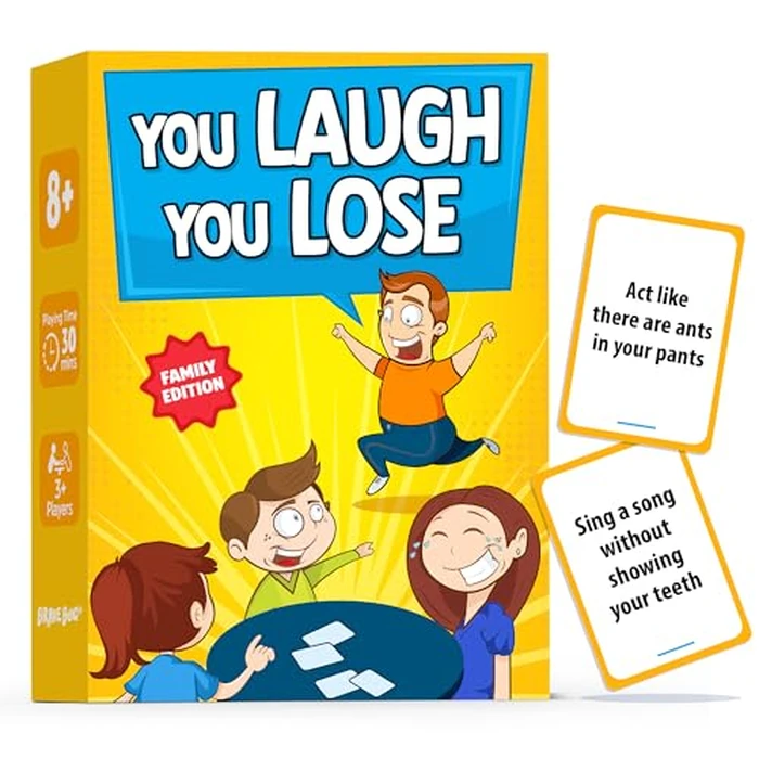 BRAVEBUG You Laugh You Lose Game - Funny Charades Kids Games - Board Games for Kids & Teens - Try Not to Laugh Challenge - Sleepover Party Supplies for Girls, Birthday Game for Family, Kids & Girls by BRAVEBUG - Used - Like New condition - US$18.95