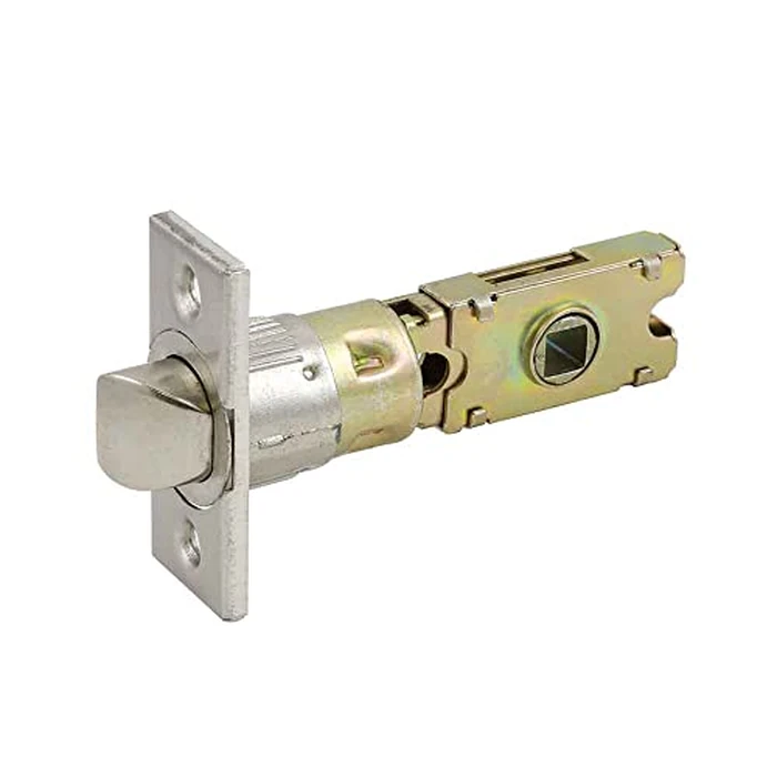 Design House Passage Door Latch, 6-Way Adjustable Fit, Square Spindle, Emblem Series Locksets, Easy Assembly, Satin Nickel Finish, 3.25 in. L x 1.05 in. W x 2.25 in. H, 582213 by Design House - Used - Good condition