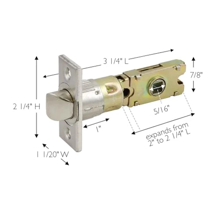 Design House Passage Door Latch, 6-Way Adjustable Fit, Square Spindle, Emblem Series Locksets, Easy Assembly, Satin Nickel Finish, 3.25 in. L x 1.05 in. W x 2.25 in. H, 582213 by Design House - Image 2