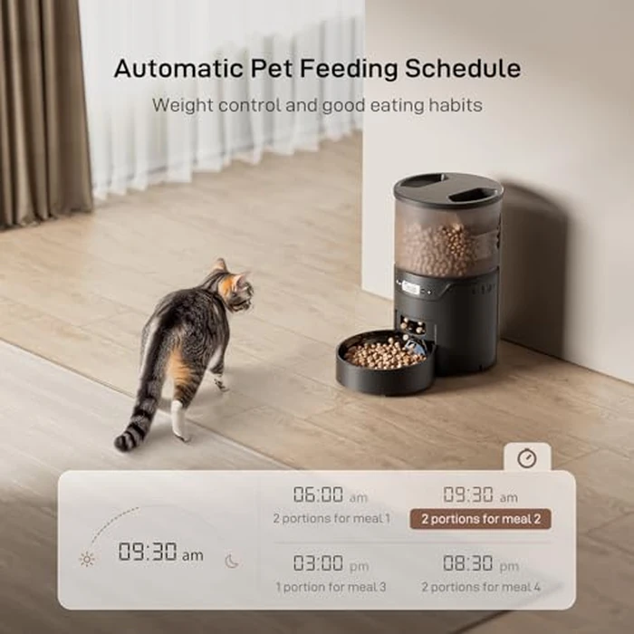 IMIPAW PET Automatic Cat Feeder: 3L Auto Food Dispenser with Timed Feeding| 6 Meal Programmable& 1-20 Portion Precise Control- Easy to Clean & Setup for Cat Indoor| Desiccant Bag Keep Food Fresh by IMIPAW PET - Image 2