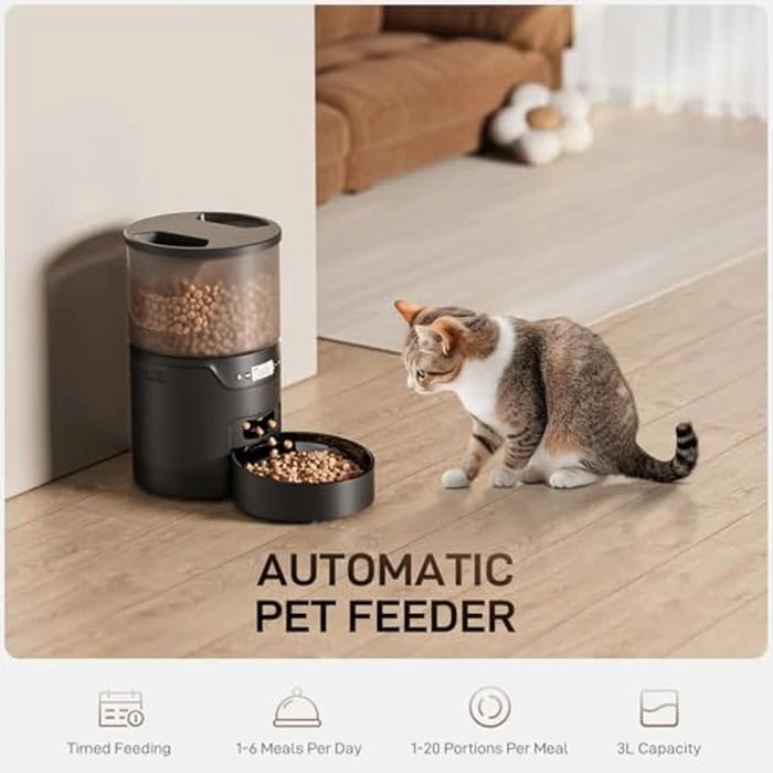 IMIPAW PET Automatic Cat Feeder: 3L Auto Food Dispenser with Timed Feeding| 6 Meal Programmable& 1-20 Portion Precise Control- Easy to Clean & Setup for Cat Indoor| Desiccant Bag Keep Food Fresh by IMIPAW PET - Image 8