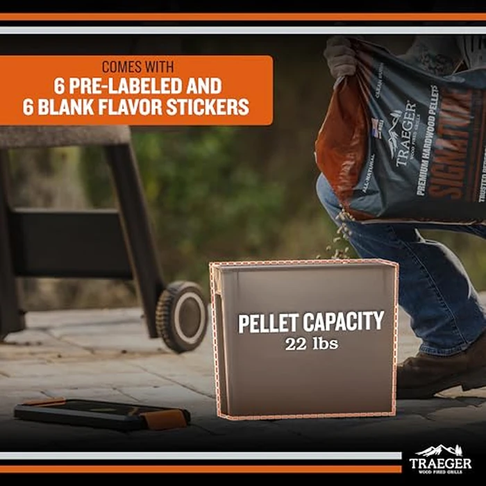 Traeger Grills BAC637 Stay Dry Pellet Storage Bin with Locking Lid, 22lb Capacity Wood Pellet Container with Flavor Stickers, Stackable Design, Airtight Storage for Grill Pellets by Traeger - Image 3