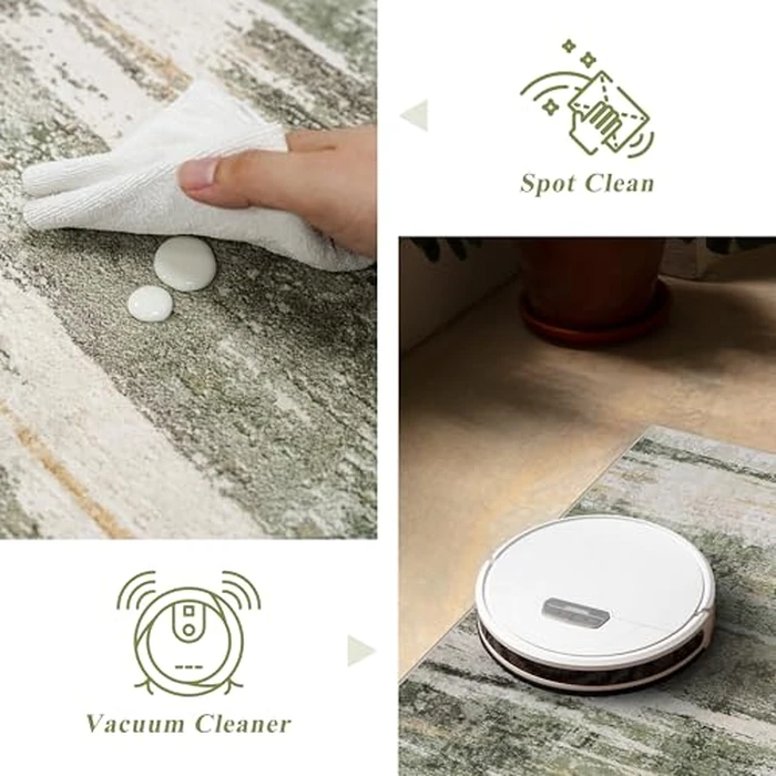 Wide 3x6 Kitchen Rugs Washable - Modern Abstract Hallway Runner Rug Ultra Soft Non Slip Carpet for Bedroom Kitchen Laundry Low Pile Home Decor Indoor Floor Mat for Entryway Bathroom 3x6 Green by YOUFORTONG - Image 5