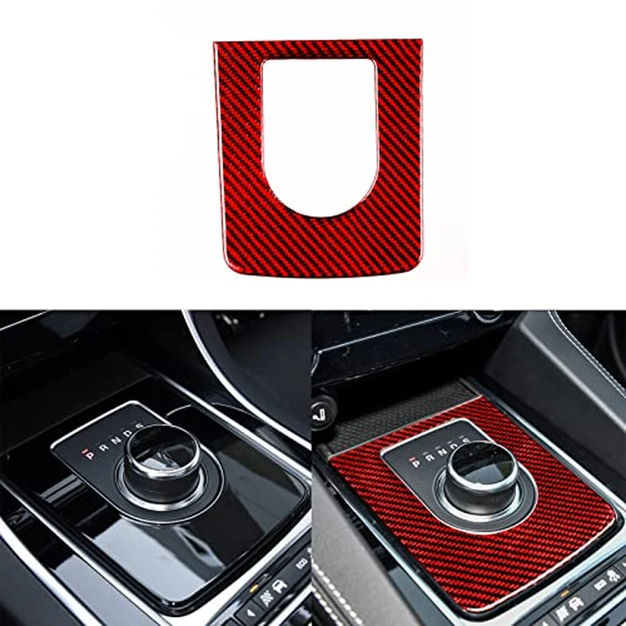 PJFUS Red Soft Carbon Fiber Auto Interior Accessories Car Gear Shift Panel Frame Center Console Trim Decal Decoration Compatible with XE F-PACE X761 2016 2017 2018 by PJFUS - Used - Good condition - CA$21.71