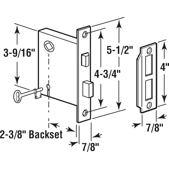 Prime-Line E 22945 Vintage Style Indoor Mortise Lock Assembly Kit - Cast Steel Construction, Satin Nickel Finis - Backset, 1/4” Max Square Spindle - Reversible Latch Bolt (Single Pack) by PRIME-LINE - Image 2