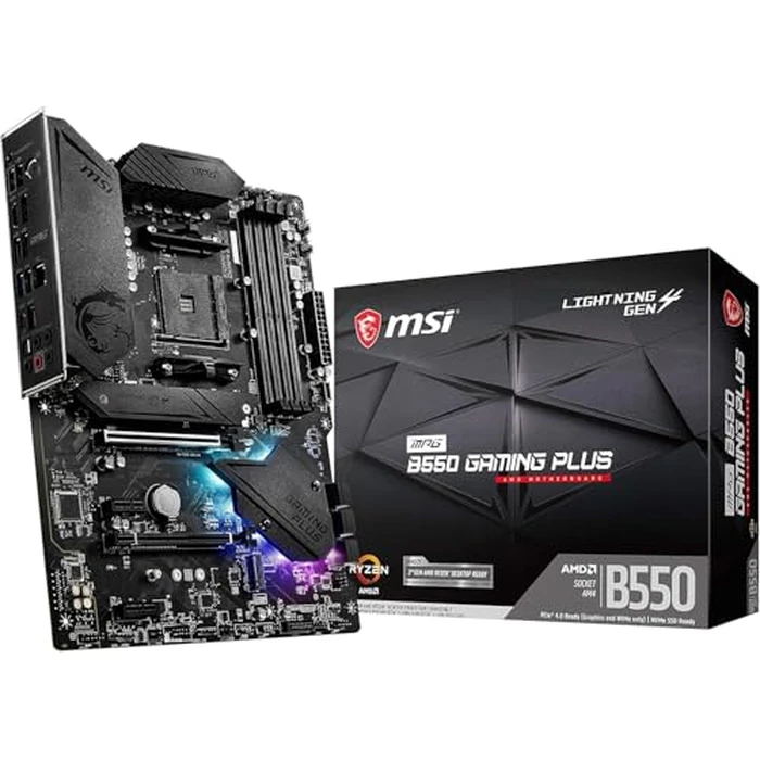 MSI MPG B550 Gaming Plus Gaming Motherboard (AMD Ryzen 5000, AM4, DDR4, PCIe 4.0, SATA 6Gb/s, M.2, USB 3.2 Gen 2, HDMI/DP, ATX) by msi - Used - Like New condition - US$99.99