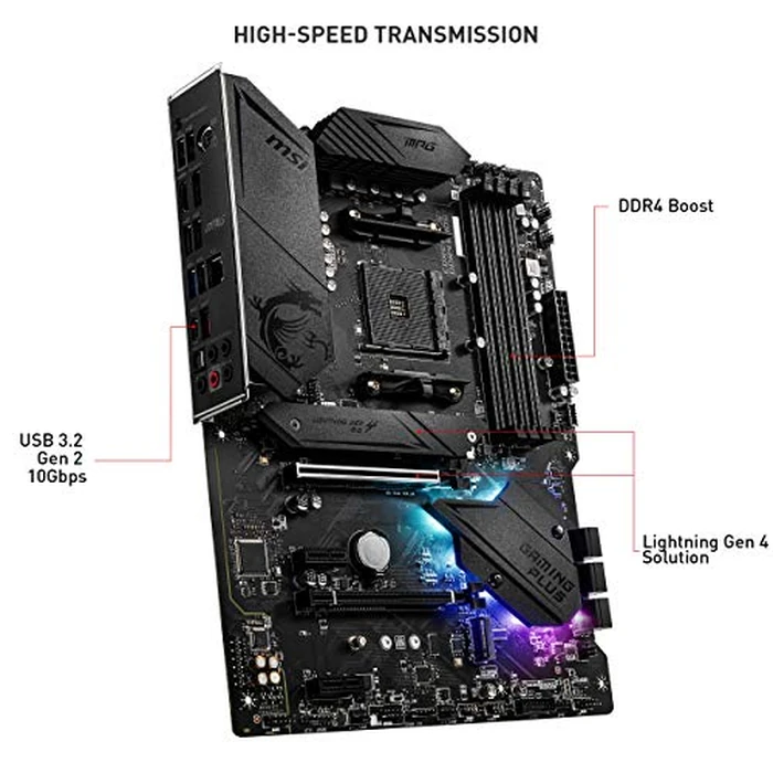 MSI MPG B550 Gaming Plus Gaming Motherboard (AMD Ryzen 5000, AM4, DDR4, PCIe 4.0, SATA 6Gb/s, M.2, USB 3.2 Gen 2, HDMI/DP, ATX) by msi - Image 4