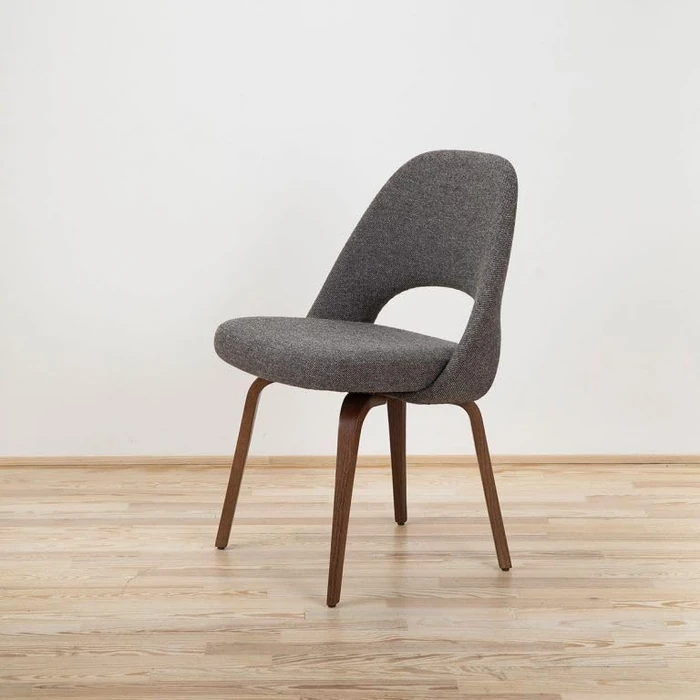Take Me Home Furniture Sara Modern Fabric Grey Upholstered Dining Chair | Walnut Finish Metal Legs, Round Open Back - Mid-Century Style Chair | Comfortable Padded Seat (Set of 2) by Take Me Home Furniture - Image 3
