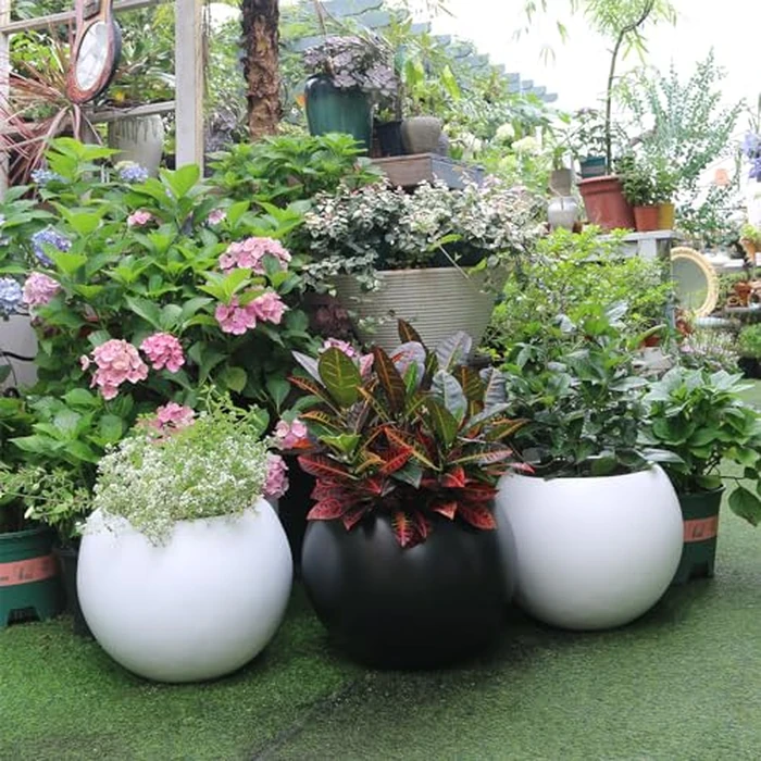13.5 H x 17" Dia (12" Pot Opening) Round Fiberstone Planter with Drainage Hole, Black, Indoor/Outdoor Large Plant Pot for Home Patio Garden, Ideal for Large Plants by Panlaolao - Image 7