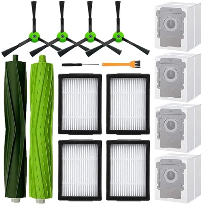 Replacement Parts for iRobot Roomba E5 E6 E7 i2 i3 i3+i4 i4+ i5 i5+ i6 i6+ i7 i7+ i8 i8+/Plus i1 E i j Series Robot Vacuum,1 sets of multi-surface roller brushes 4 Vacuum bags 4 filters 4 side brushes by MalhSlix - Used - Like New condition - US$17.09