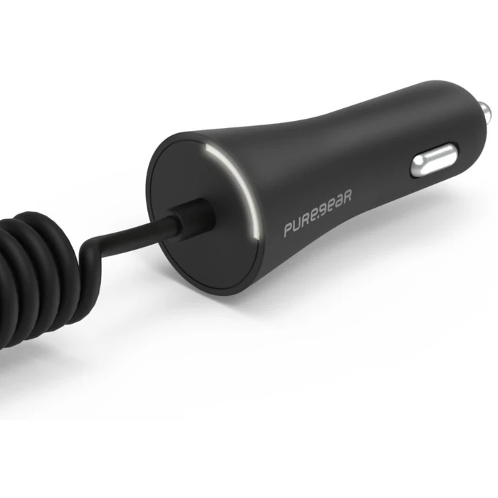 PureGear 12W Corded Micro-USB Car Charger (5.ft) (62804PG) - Black - Brand New by PureGear - Image 1