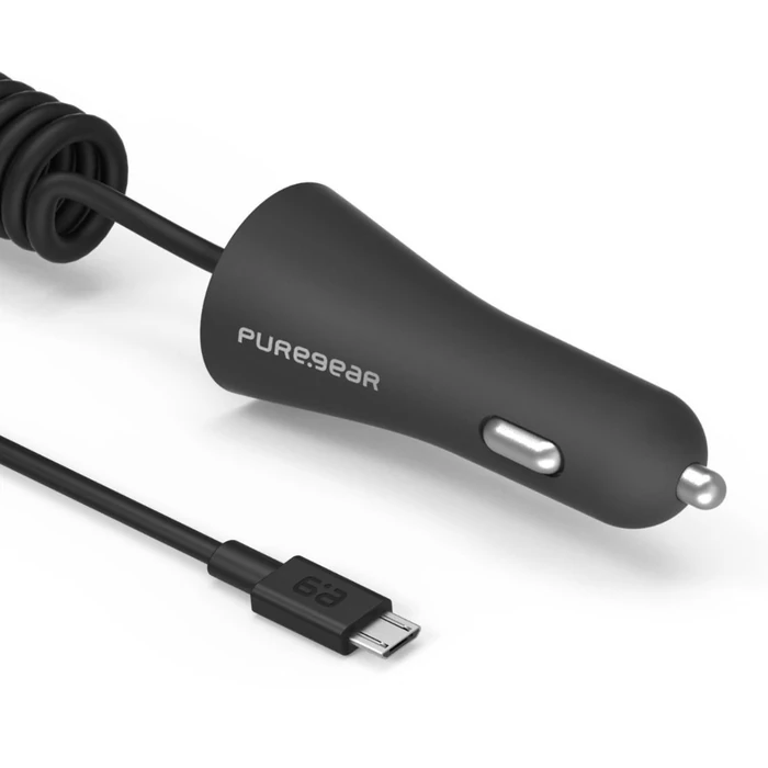 PureGear 12W Corded Micro-USB Car Charger (5.ft) (62804PG) - Black - Brand New by PureGear - Image 2