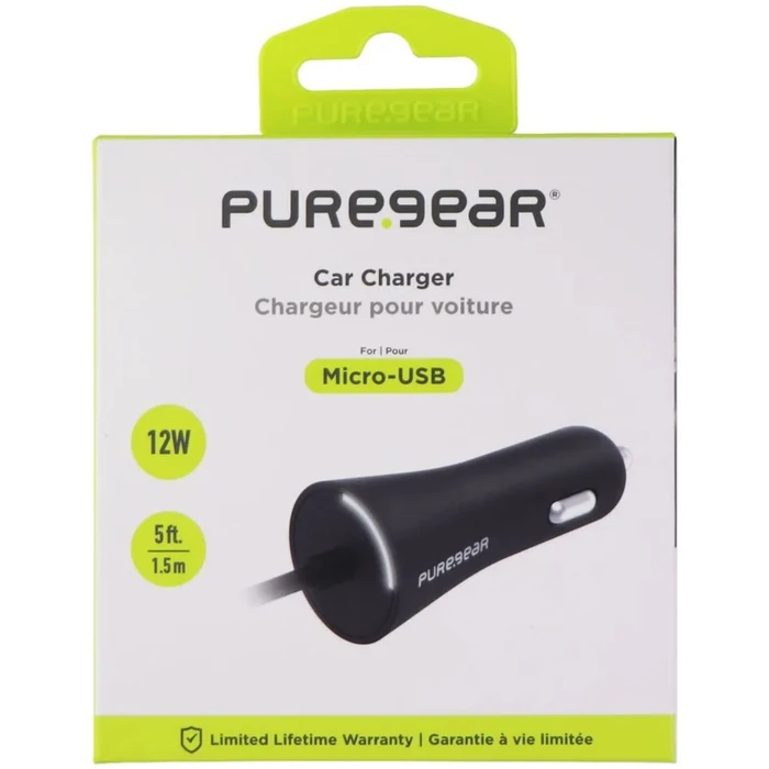 PureGear 12W Corded Micro-USB Car Charger (5.ft) (62804PG) - Black - Brand New by PureGear - Image 5