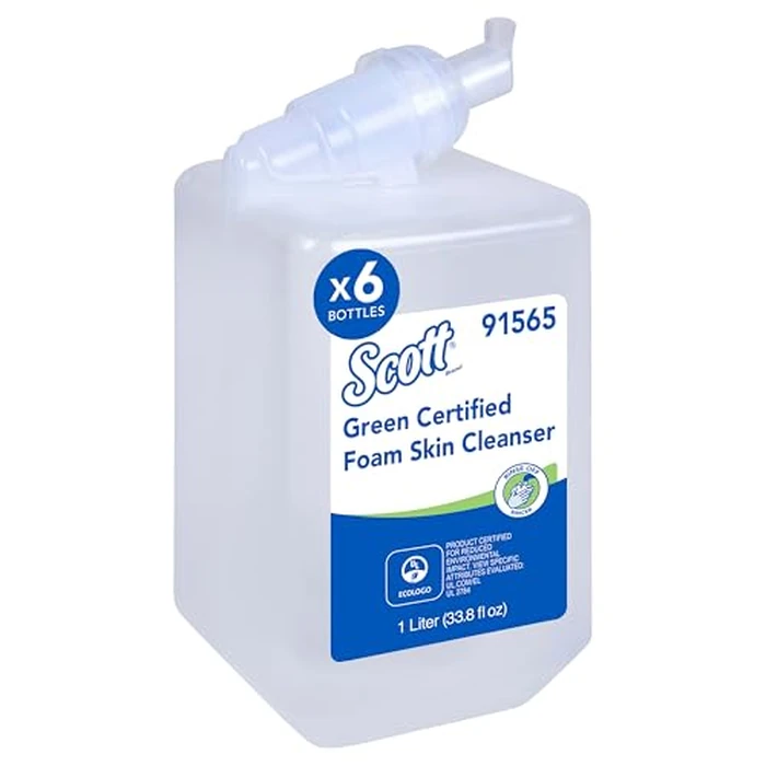 Scott Green Certified Foam Hand Soap, Ecologo, NSF E-1 Rated (91565), Unscented, Clear, 1.0 L M-Cassette Bottles, 6 Units/Case by SCOTT PROFESSIONAL - Image 1