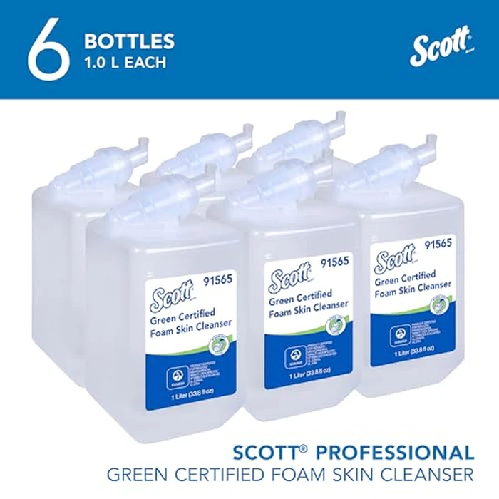 Scott Green Certified Foam Hand Soap, Ecologo, NSF E-1 Rated (91565), Unscented, Clear, 1.0 L M-Cassette Bottles, 6 Units/Case by SCOTT PROFESSIONAL - Image 2
