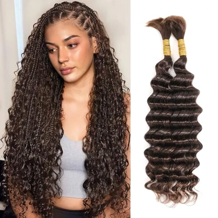 Yacurcur Human Hair for Braiding Deep Wave for Boho Braids No Weft Human Hair Bundles for Braiding Brazilian Virgin 20 Inch(100g, 4#) by Yacurcur - Used - Acceptable condition - CA$33.17