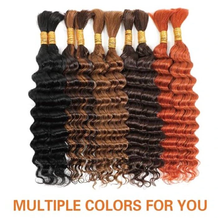 Yacurcur Human Hair for Braiding Deep Wave for Boho Braids No Weft Human Hair Bundles for Braiding Brazilian Virgin 20 Inch(100g, 4#) by Yacurcur - Image 7