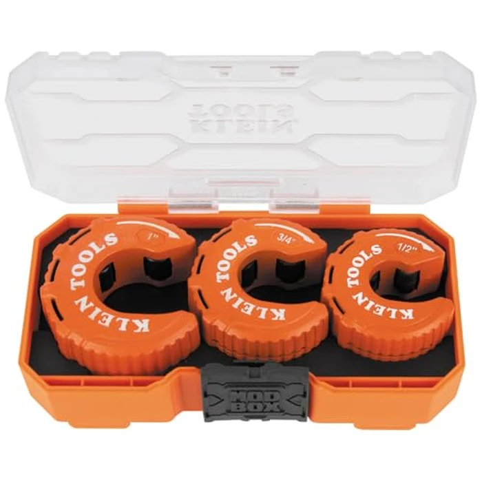 Klein Tools 50048 C-Style Copper Tubing Pipe Cutter Tool Set with 1/2, 3/4, and 1-Inch Cutters, MODbox Case, Ultra-Compact for Tight Spaces, 3-Piece by KLEIN TOOLS - Used - Very Good condition