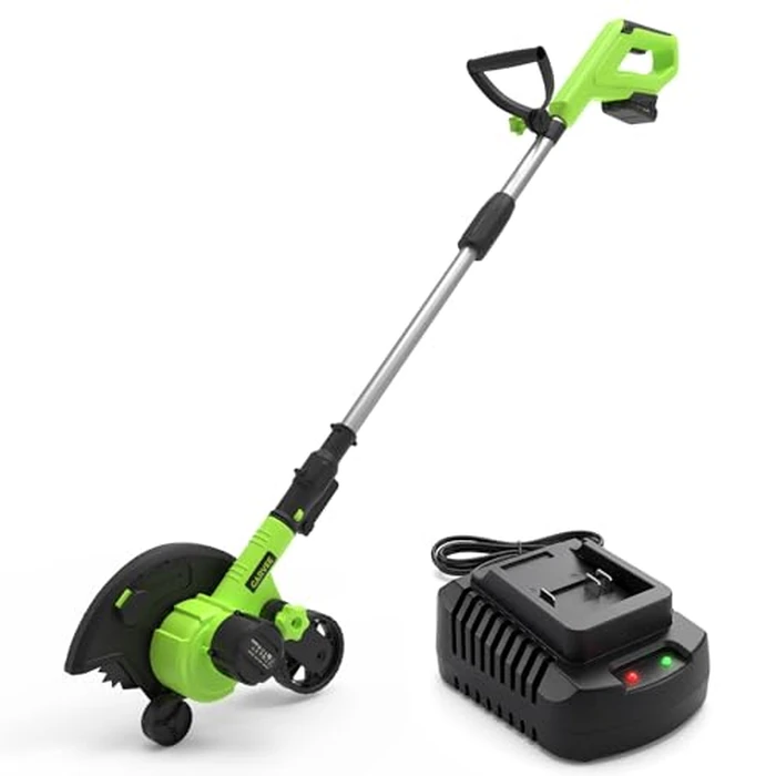 GarveeTech 20V Cordless Lawn Edger, 9-Inch Blade, 4.0Ah Battery Powered Edger Lawn Tool with Dual Wheels, 3 Depth Settings, LawnTrencher for Yard, Garden, Patio, Driveway, Lawn and Sidewalk by GarveeTech - Used - Like New condition - US$99.07