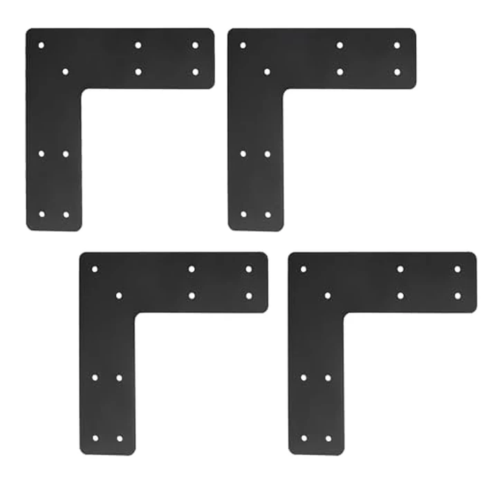 L Right Angle Bracket 4pcs,10x10 Inch Mending Plate Flat Straight Steel L Shape Bracket,Black Powder Coated Post to Beam Connectors for Repair Wooden House,Furniture,Pergola,Truss framing by YVHFWOY - Used - Like New condition