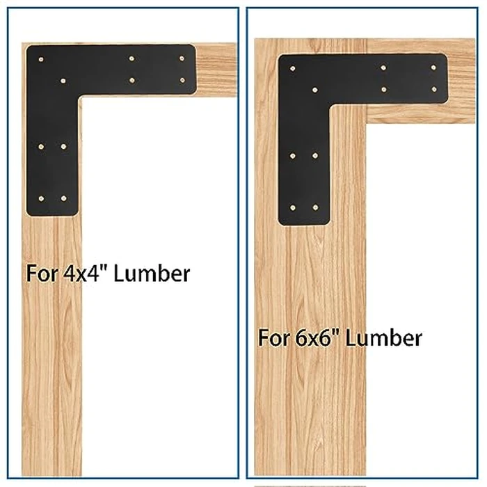 L Right Angle Bracket 4pcs,10x10 Inch Mending Plate Flat Straight Steel L Shape Bracket,Black Powder Coated Post to Beam Connectors for Repair Wooden House,Furniture,Pergola,Truss framing by YVHFWOY - Image 5
