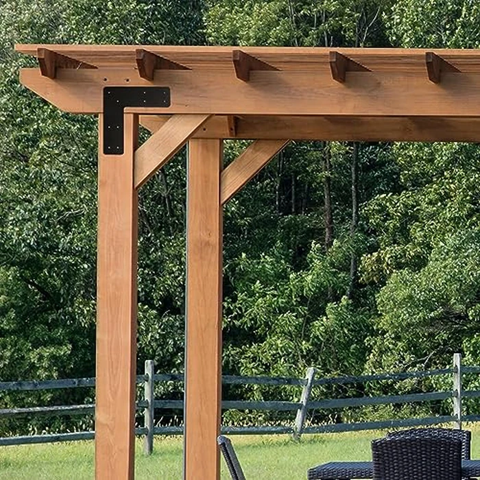 L Right Angle Bracket 4pcs,10x10 Inch Mending Plate Flat Straight Steel L Shape Bracket,Black Powder Coated Post to Beam Connectors for Repair Wooden House,Furniture,Pergola,Truss framing by YVHFWOY - Image 7