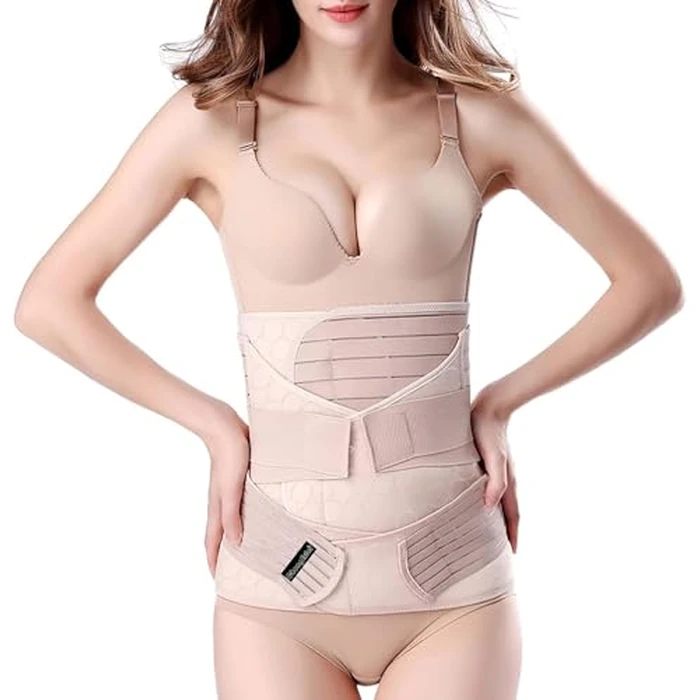 ChongErfei 3 in 1 Postpartum Support - Recovery Belly/waist/pelvis Belt Shapewear Slimming Girdle, Beige, L For Posture Correction by ChongErfei - Used - Very Good condition - US$21.62