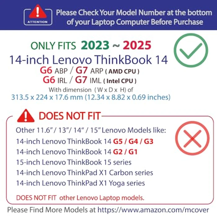 mCover Case ONLY Compatible for 2023~2025 14" Lenovo ThinkBook 14 G6 / G7 Series Windows Notebook PC (NOT Working with Other Lenovo Models) - Black by mCover - Image 3
