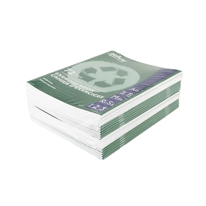 Hilroy Recycled Stitched Exercise Book, 1/2 plain, 1/2 interlined, 72 Pages/36 Sheets, 7-1/8” (180 cm) x 9-1/8” (23.1 cm) Sheet Size, Green Cover, 1 Case of 24 Books (12155R) by Hilroy - Image 6
