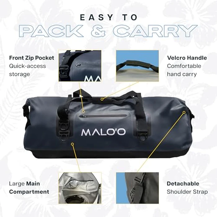 Malo’o Waterproof Dry Duffel, Heavy-Duty Roll Top Waterproof Gear Bag with Shoulder Strap & Molle Loops, Marine Duffel for Kayaking, Boating, Camping, Beach & Travel, Black, 100L by Malo'o - Image 3