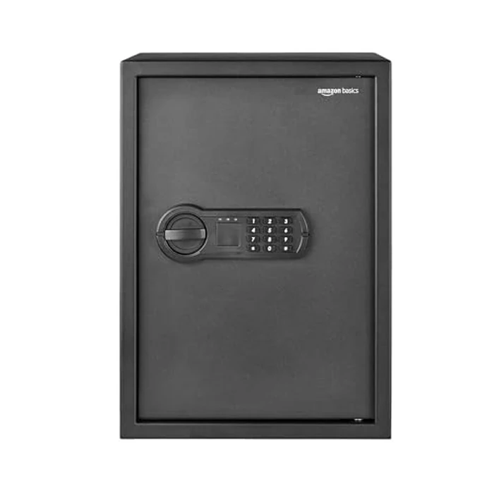Amazon Basics Steel Home Security Electronic Safe with Programmable Keypad Lock for Documents, Jewelry, Valuables, 1.8 Cubic Feet, Black, 13.8"W x 13"D x 19.7"H by Amazon Basics - Used - Acceptable condition - CA$92.44
