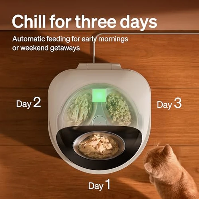 PETLIBRO Automatic Cat Feeder Wet Food with Stainless Steel Bowl 2 Packs, Refrigerated Auto Cat Feeder with Semiconductor Cooling, 3 Fresh Meals, App-Controlled Pet Food Dispenser, Easy to Clean by PETLIBRO - Image 2