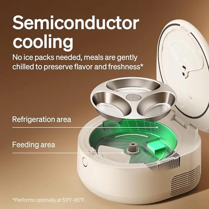 PETLIBRO Automatic Cat Feeder Wet Food with Stainless Steel Bowl 2 Packs, Refrigerated Auto Cat Feeder with Semiconductor Cooling, 3 Fresh Meals, App-Controlled Pet Food Dispenser, Easy to Clean by PETLIBRO - Image 4